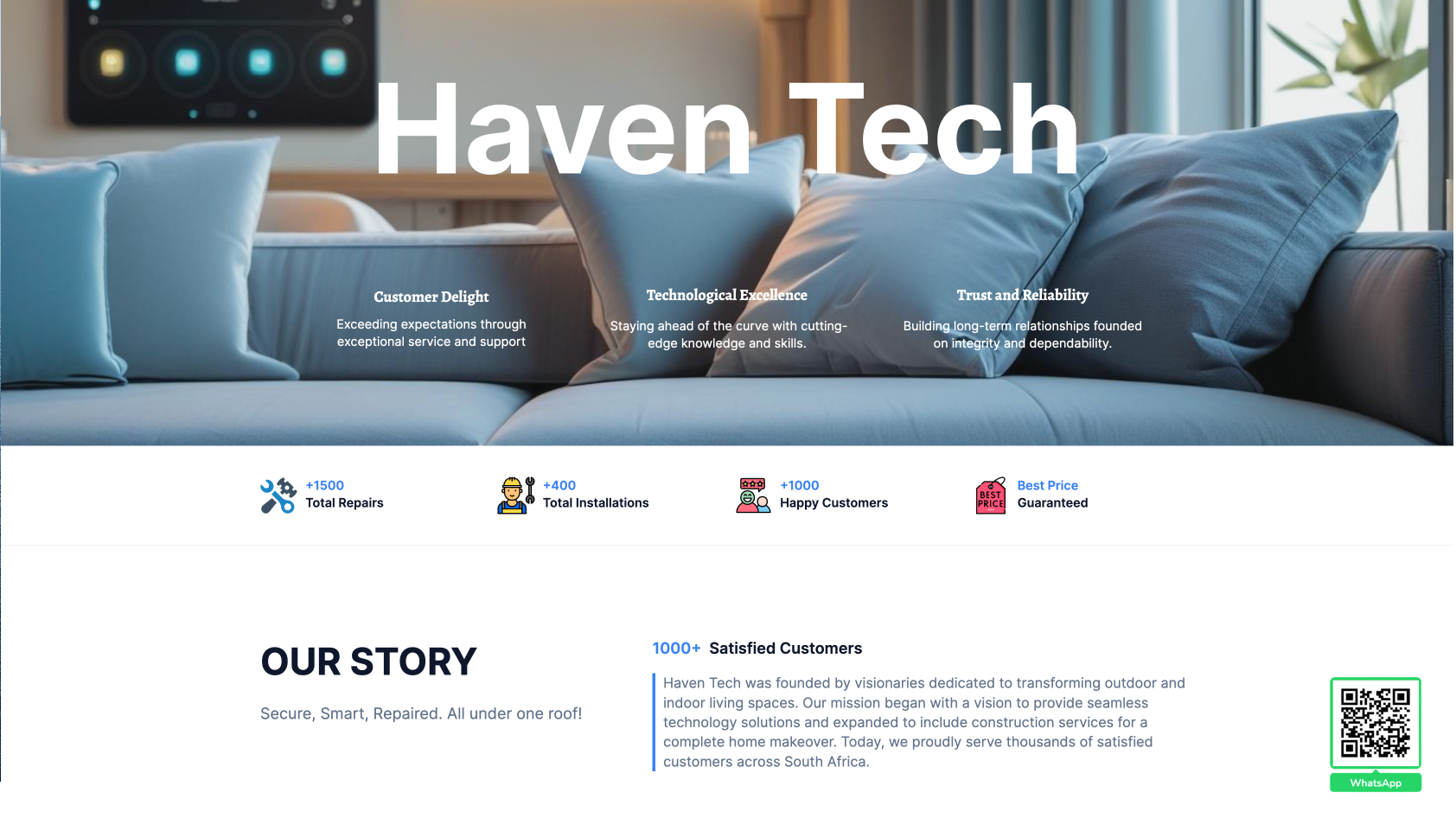 HavenTech smart-home solutions homepage – website design Johannesburg