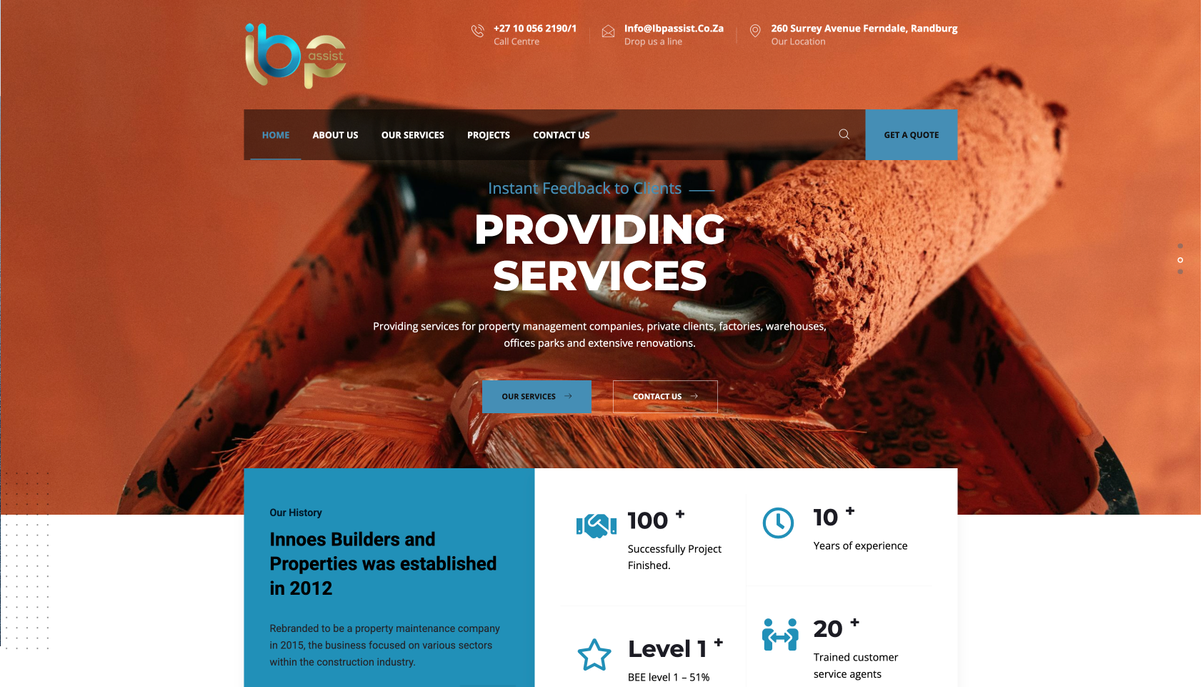Innoes Builders & Properties homepage – property maintenance web design South Africa